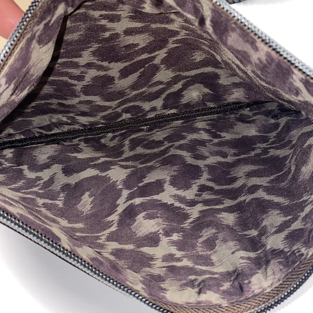 Laura Mercier Large Pewter Metallic Zip Clutch Bag